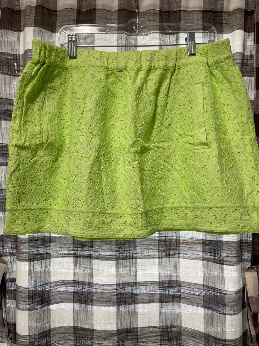J. Crew Neon Lime Lace Mini Skirt
